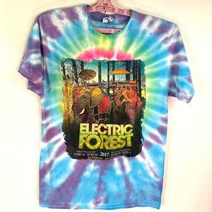 Electric Forest 2017 Rothbury MI Shirt Adult Size M Tie Dye 2 Sided Graphic
